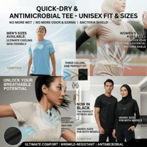 UROTEK Graphene Cooling Tee Anti-Odor Antibacterial Unisex FIR Breathable Quick Dry